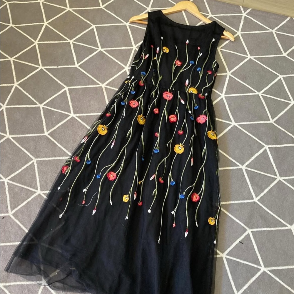 Vero Moda Floral Embroidered Black Dress
